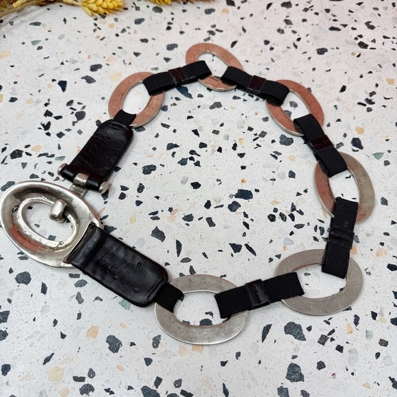 CABI Silver Tone Oval Link Elastic Boho Y2K Women’s Statement Belt Sz S main image 5